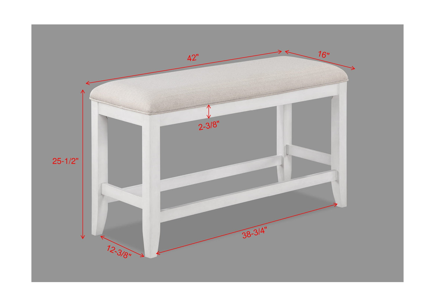 Wendy White Counter Height Bench - 2717-BENCH - Bien Home Furniture & Electronics