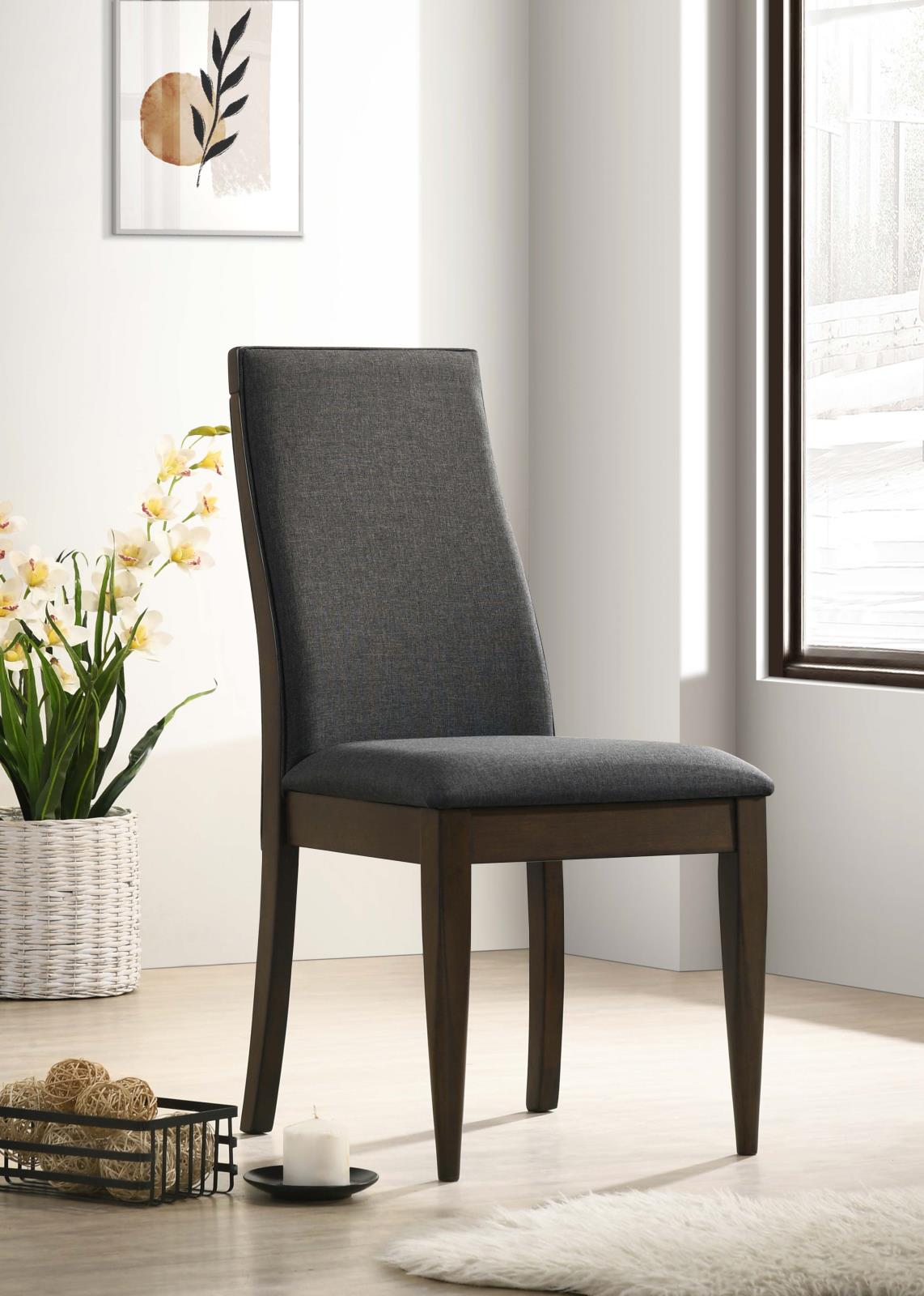 Wes Upholstered Side Chair (Set of 2) Gray/Dark Walnut - 115272 - Bien Home Furniture & Electronics