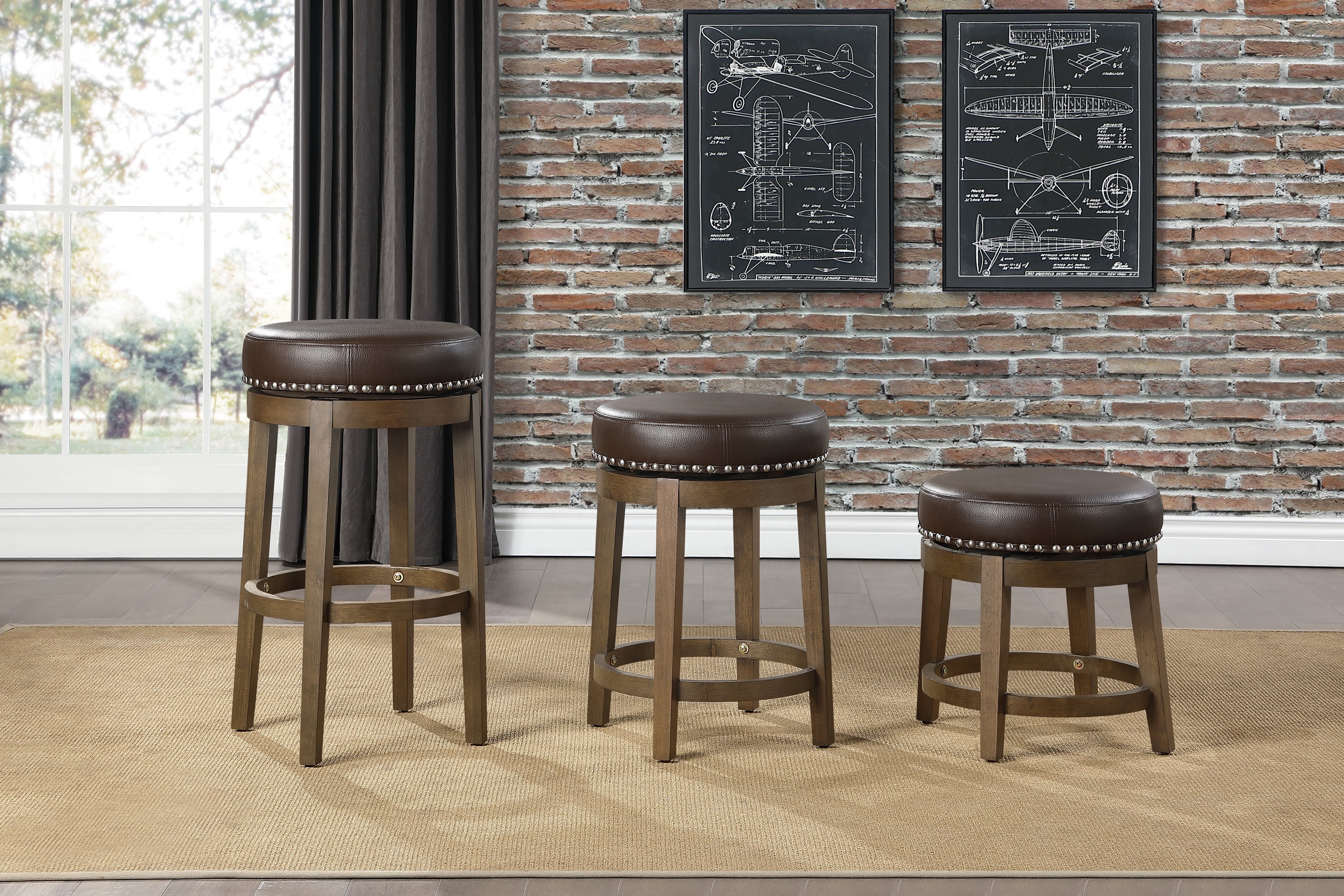 Westby Brown/Brown Round Swivel Pub Height Stool, Set of 2 - 5681BRW-29 - Bien Home Furniture & Electronics