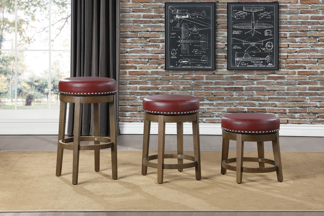 Westby Red/Brown Round Swivel Pub Height Stool, Red, Set of 2 - 5681RED-29 - Bien Home Furniture &amp; Electronics