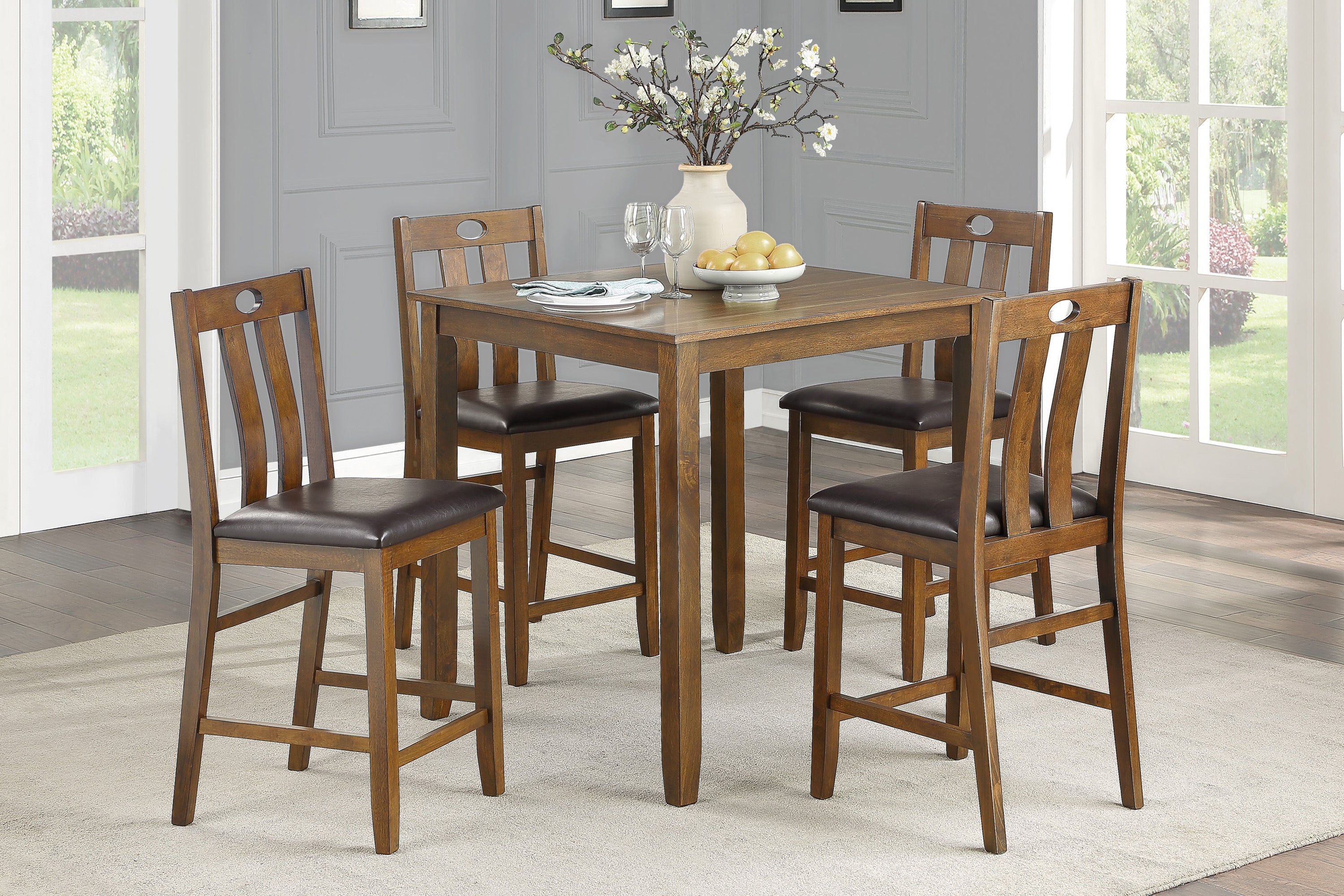 Weston Medium Brown 5-Piece Counter Height Set - 5746-36 - Bien Home Furniture & Electronics