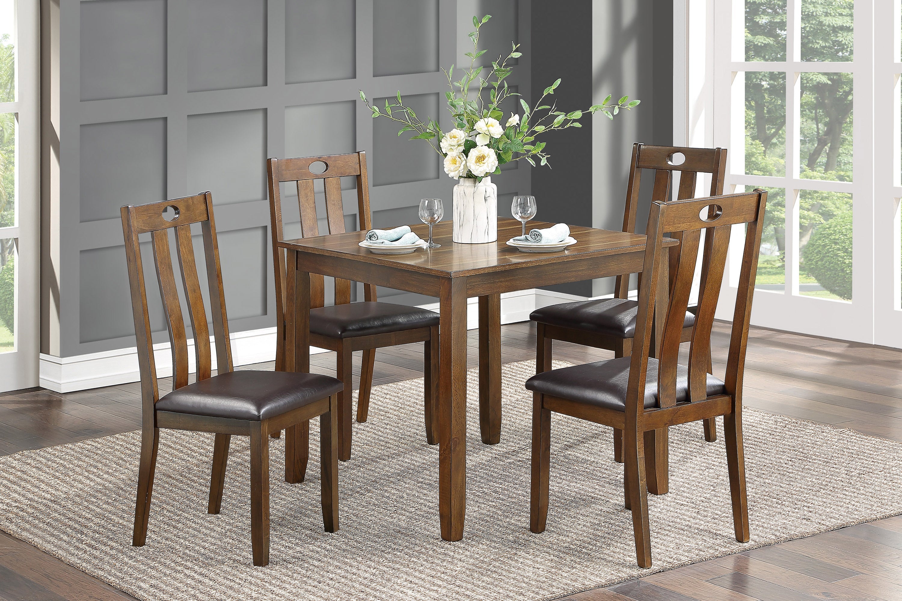 Weston Medium Brown 5-Piece Dining Set - 5746 - Bien Home Furniture & Electronics