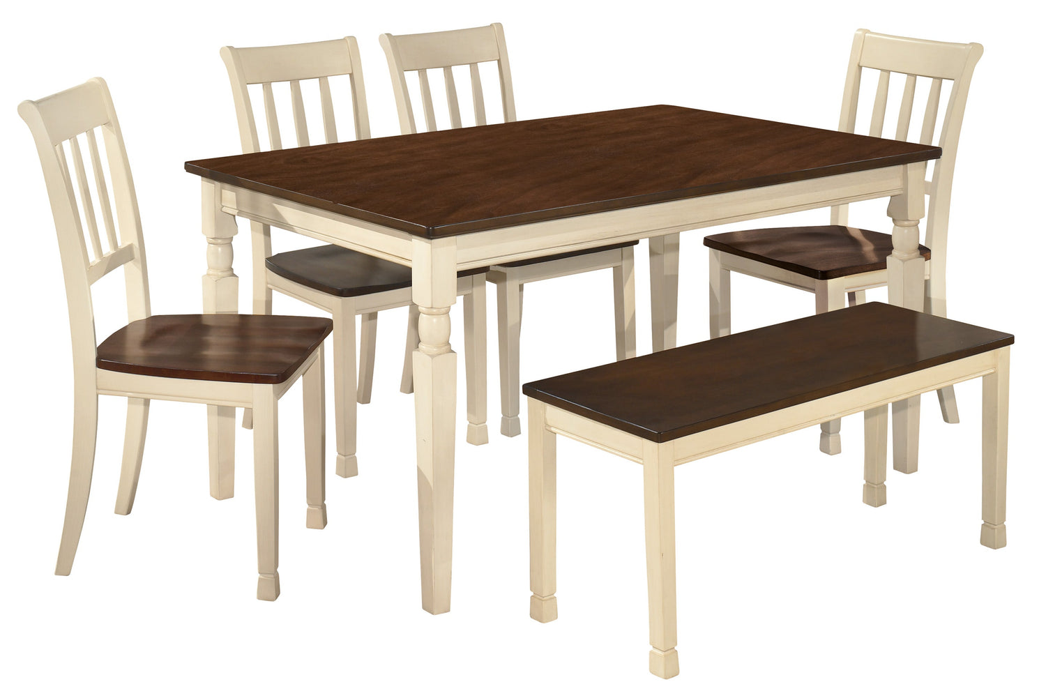 Whitesburg Brown/Cottage White Rectangular Dining Set - SET | D583-25 | D583-02(3) - Bien Home Furniture & Electronics