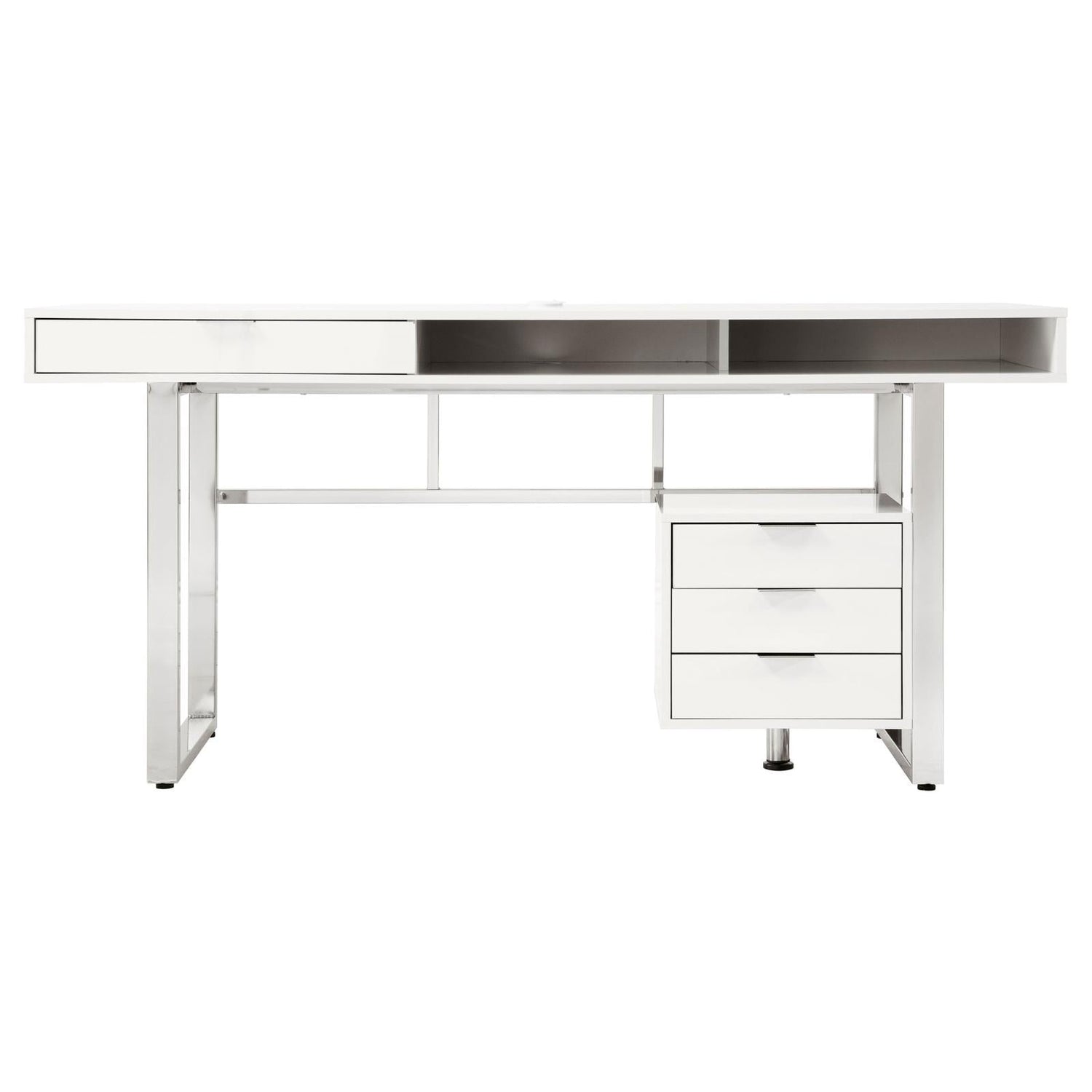Whitman Glossy White 4-Drawer Writing Desk - 800897 - Bien Home Furniture &amp; Electronics