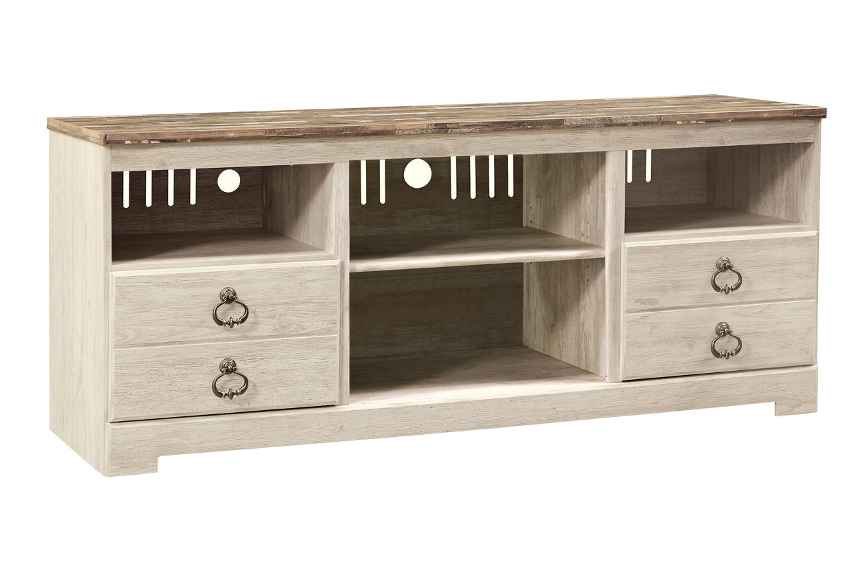 Willowton Whitewash 4-Piece Entertainment Center - SET | W267-24(2) | W267-27 | W267-68 - Bien Home Furniture & Electronics