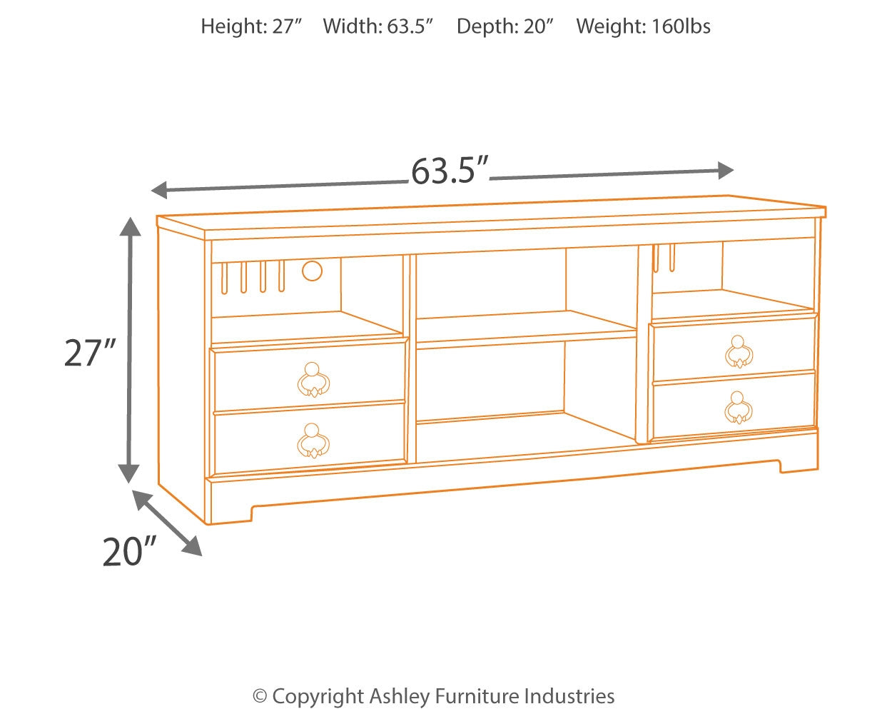 Willowton Whitewash 64" TV Stand - W267-68 - Bien Home Furniture & Electronics
