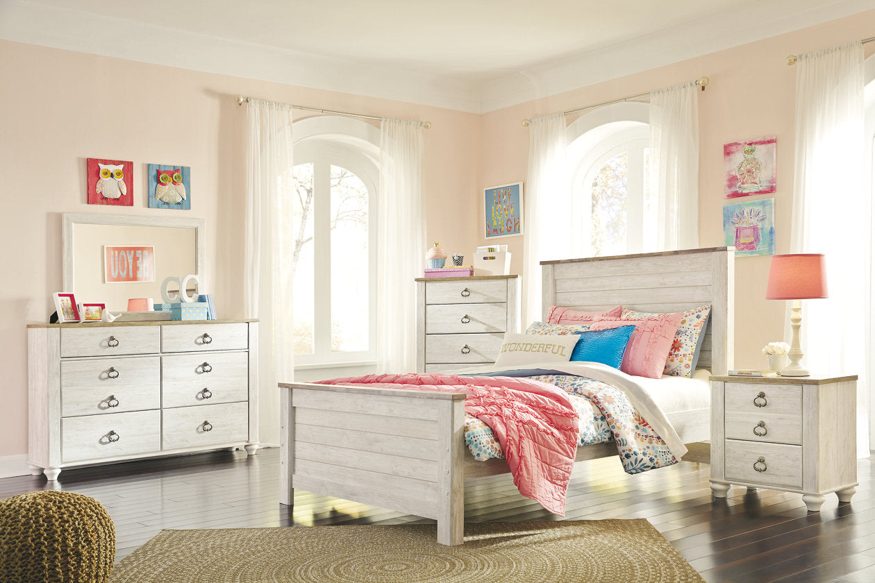 Willowton Whitewash Full Panel Bed - SET | B267-84 | B267-86 | B267-87 - Bien Home Furniture & Electronics