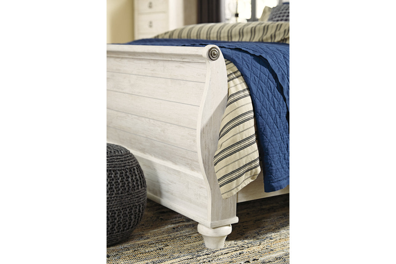 Willowton Whitewash King Sleigh Bed - SET | B267-76 | B267-78 | B267-97 - Bien Home Furniture & Electronics