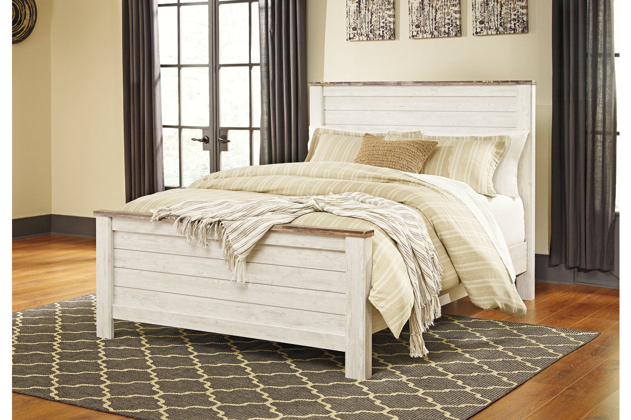 Willowton Whitewash Queen Panel Bed - SET | B267-54 | B267-57 | B267-98 - Bien Home Furniture & Electronics