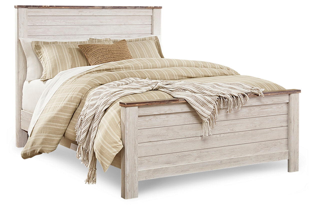 Willowton Whitewash Queen Panel Bed - SET | B267-54 | B267-57 | B267-98 - Bien Home Furniture & Electronics