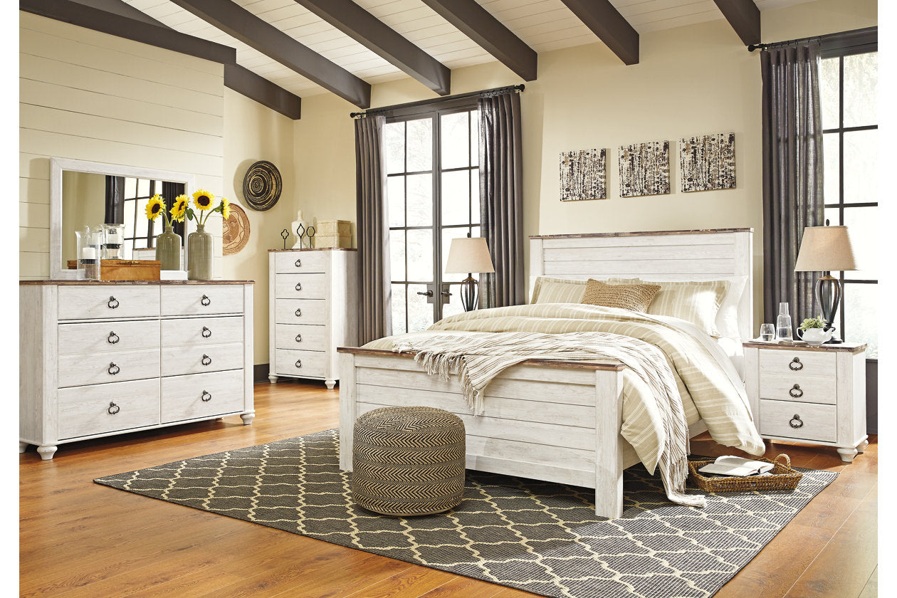 Willowton Whitewash Queen Panel Headboard - B267-57 - Bien Home Furniture & Electronics