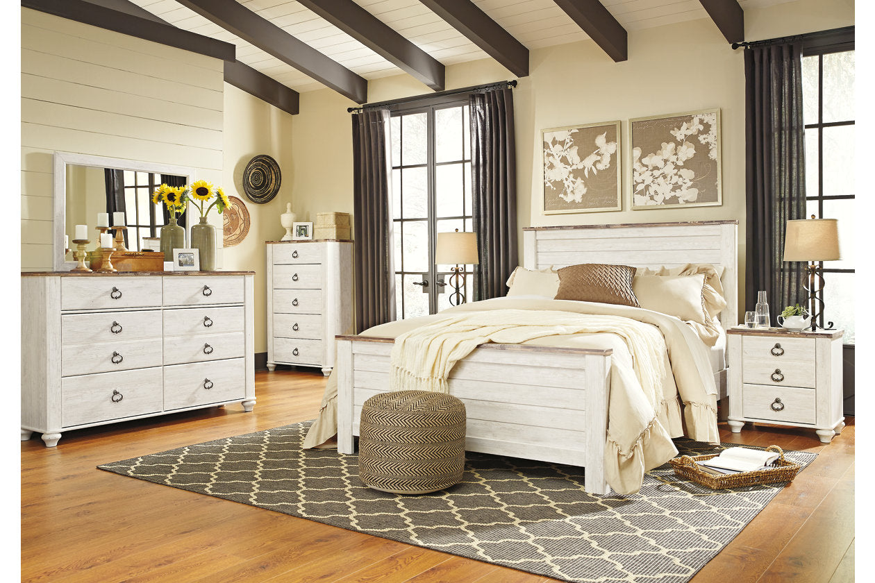 Willowton Whitewash Queen Panel Headboard - B267-57 - Bien Home Furniture & Electronics