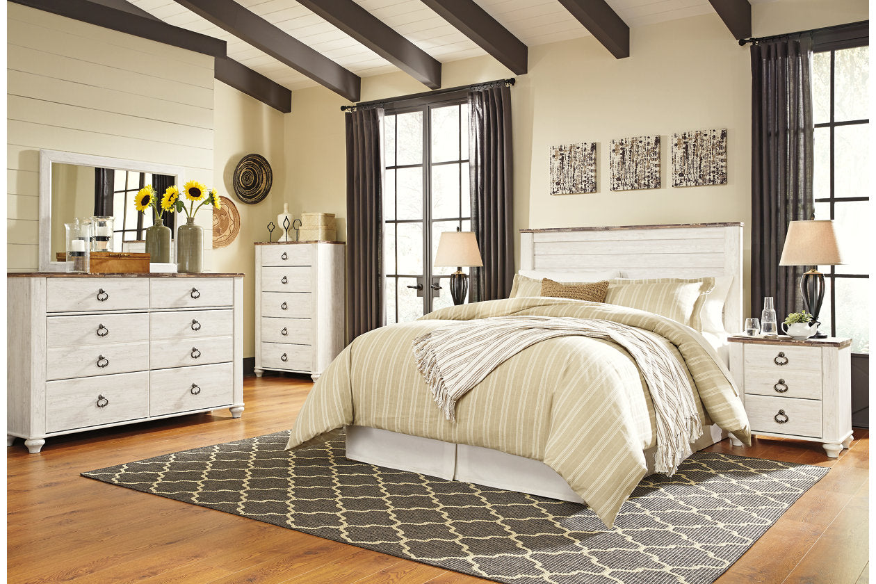 Willowton Whitewash Queen Panel Headboard - B267-57 - Bien Home Furniture & Electronics