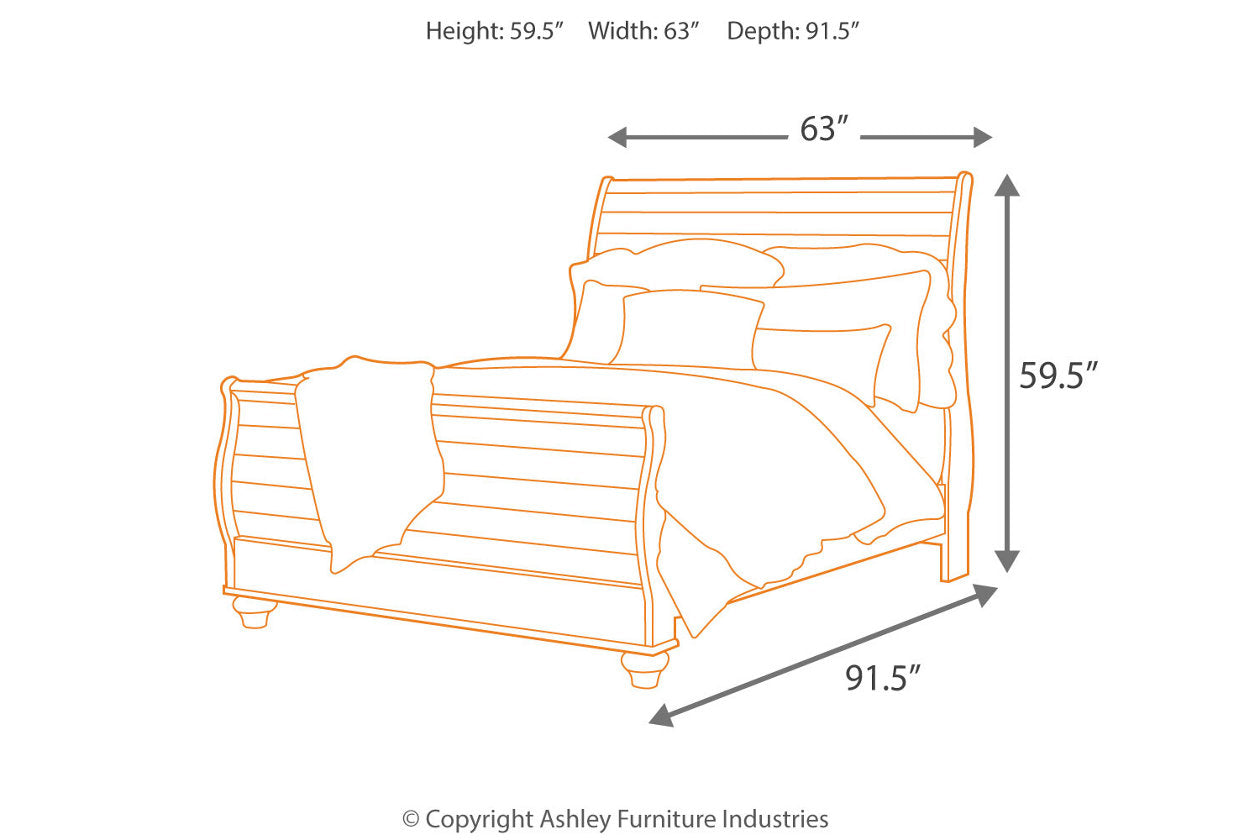 Willowton Whitewash Queen Sleigh Bed - SET | B267-74 | B267-77 | B267-96 - Bien Home Furniture & Electronics