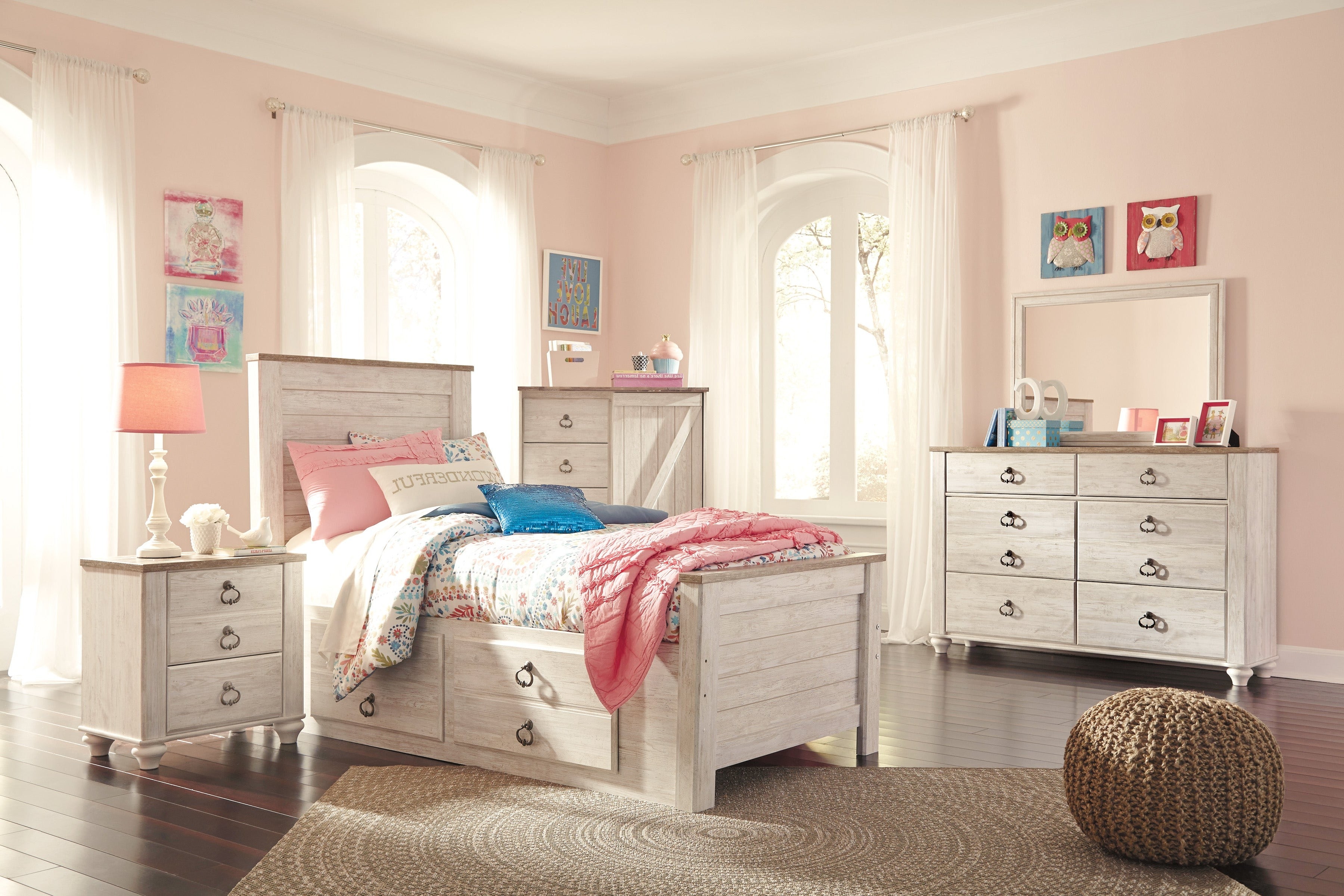 Willowton twin panel bed with top storage