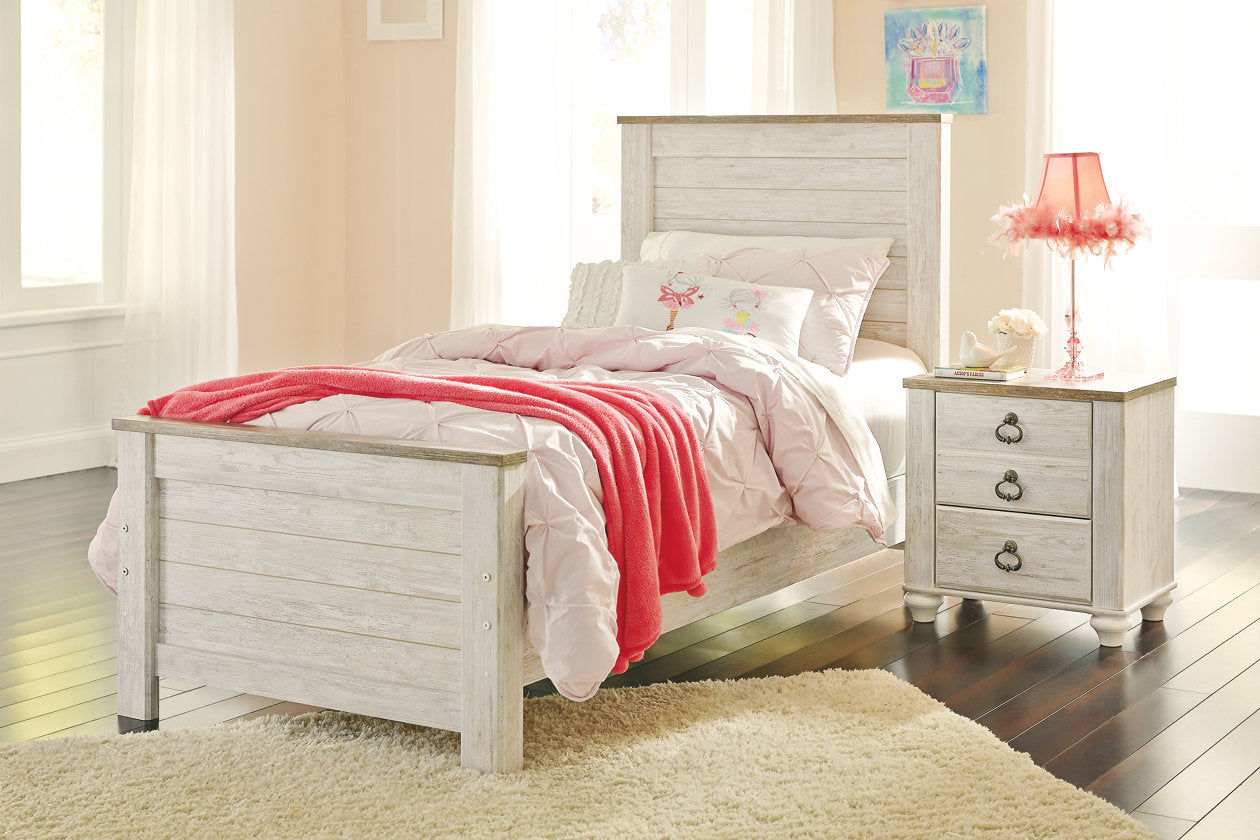 Willowton Whitewash Twin Panel Bed - SET | B267-52 | B267-53 | B267-83 - Bien Home Furniture & Electronics