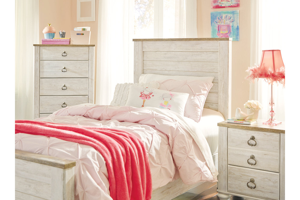 Willowton Whitewash Twin Panel Bed - SET | B267-52 | B267-53 | B267-83 - Bien Home Furniture & Electronics