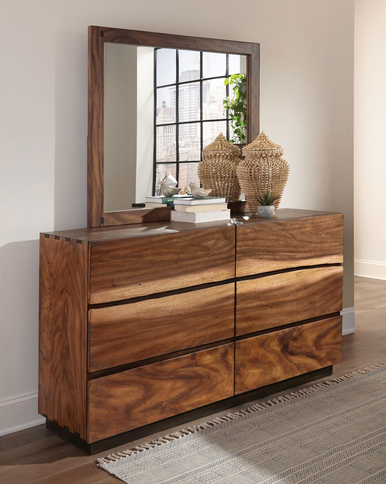 Winslow 6-drawer Dresser with Mirror Smokey Walnut and Coffee Bean - 223253M - Bien Home Furniture & Electronics