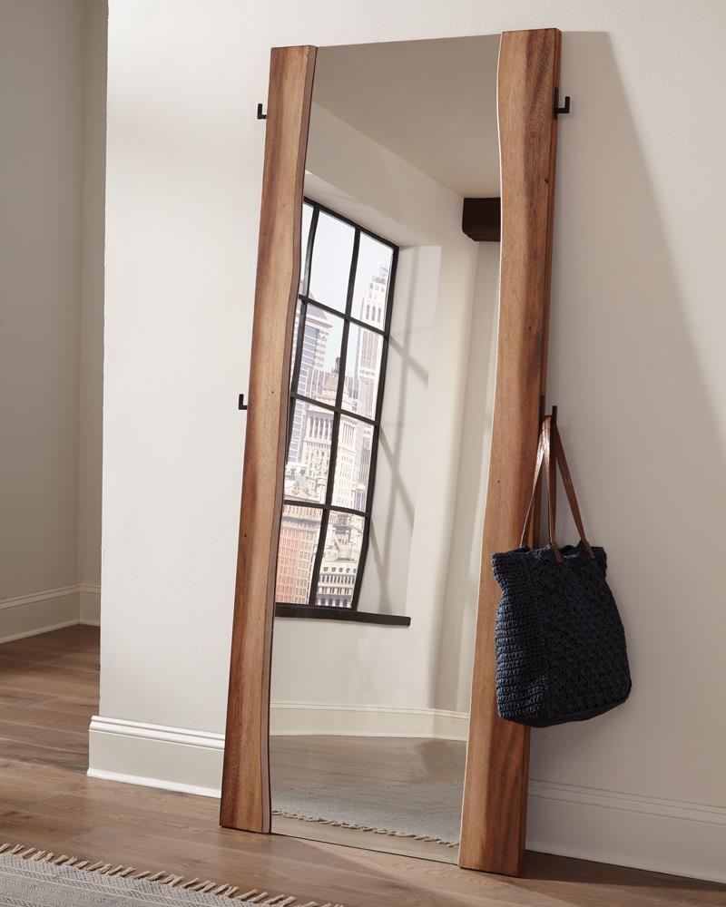 Winslow Smokey Walnut/Coffee Bean Standing Mirror - 223256 - Bien Home Furniture & Electronics