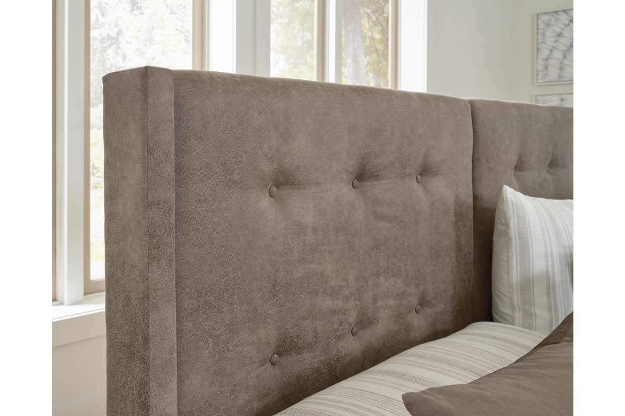 Wittland Brown Queen Upholstered Panel Bed - SET | B374-54 | B374-57 - Bien Home Furniture &amp; Electronics
