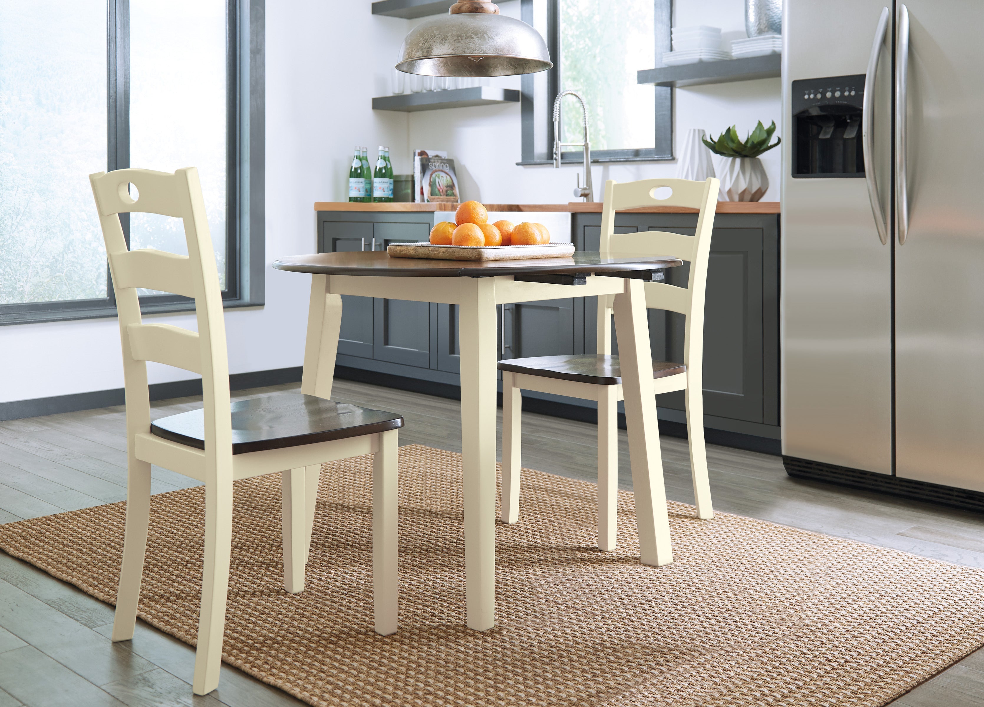 Woodanville Cream/Brown 3-Piece Drop Leaf Dining Set - SET | D335-15 | D335-01 - Bien Home Furniture & Electronics