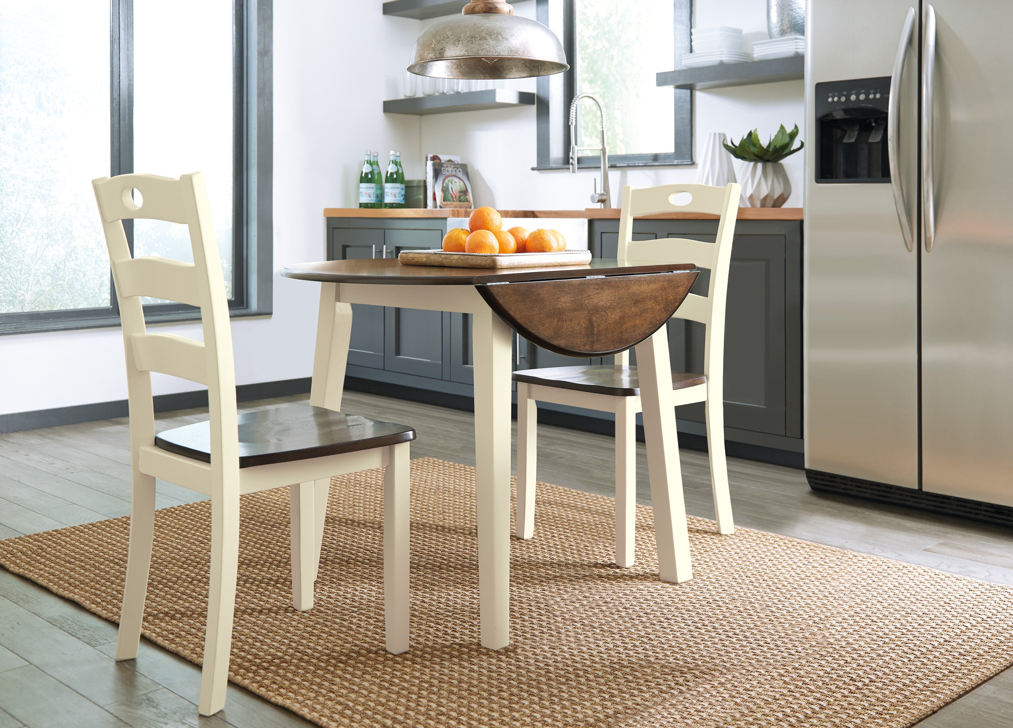 Woodanville Cream/Brown 3-Piece Drop Leaf Dining Set - SET | D335-15 | D335-01 - Bien Home Furniture & Electronics