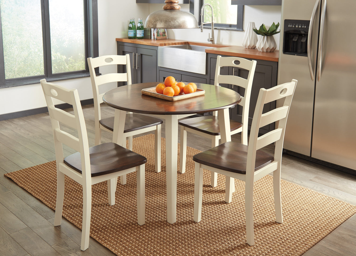 Woodanville Cream/Brown 5-Piece Drop Leaf Dining Set - SET | D335-15 | D335-01(2) - Bien Home Furniture & Electronics