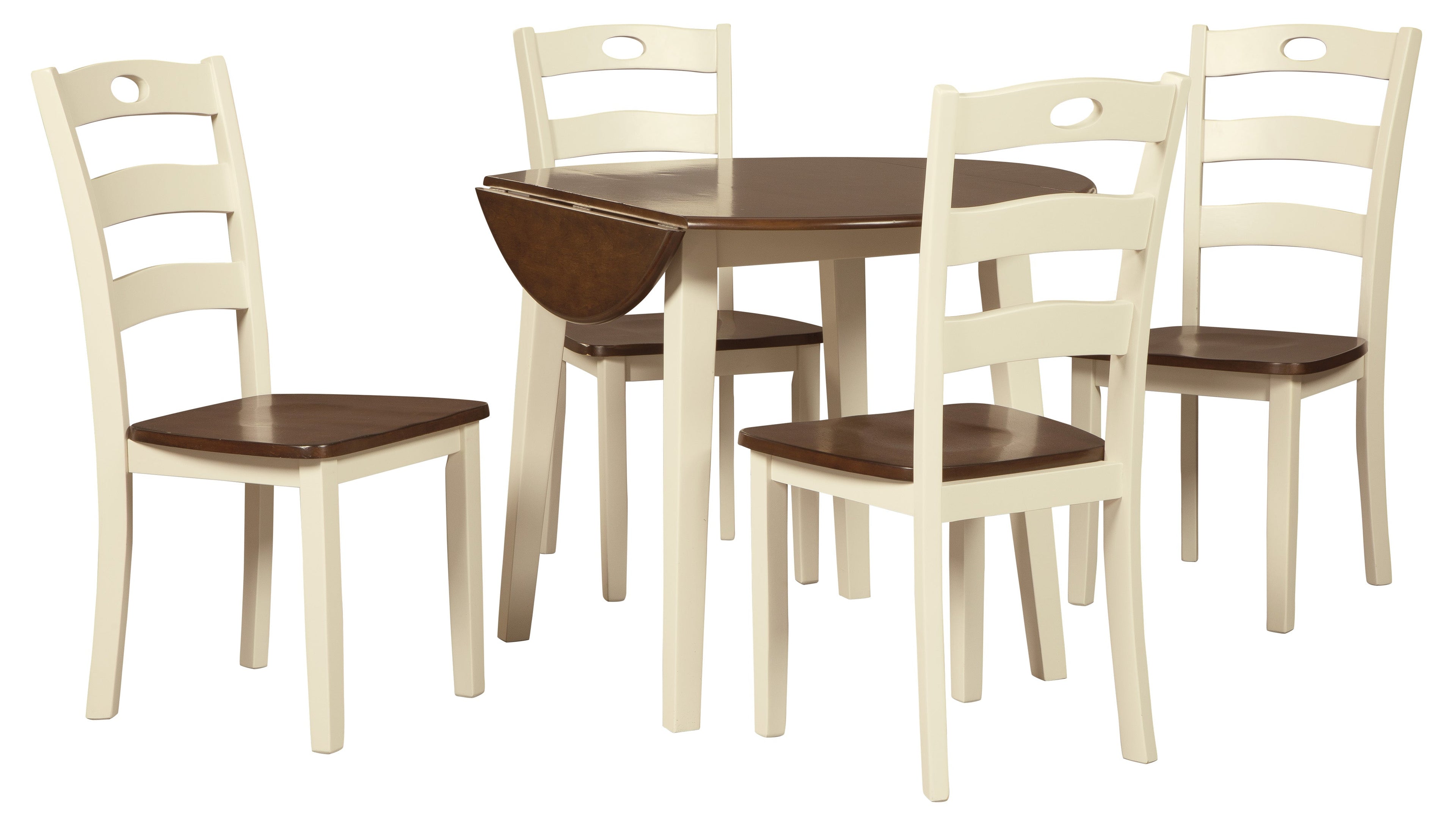 Woodanville Cream/Brown 5-Piece Drop Leaf Dining Set - SET | D335-15 | D335-01(2) - Bien Home Furniture & Electronics