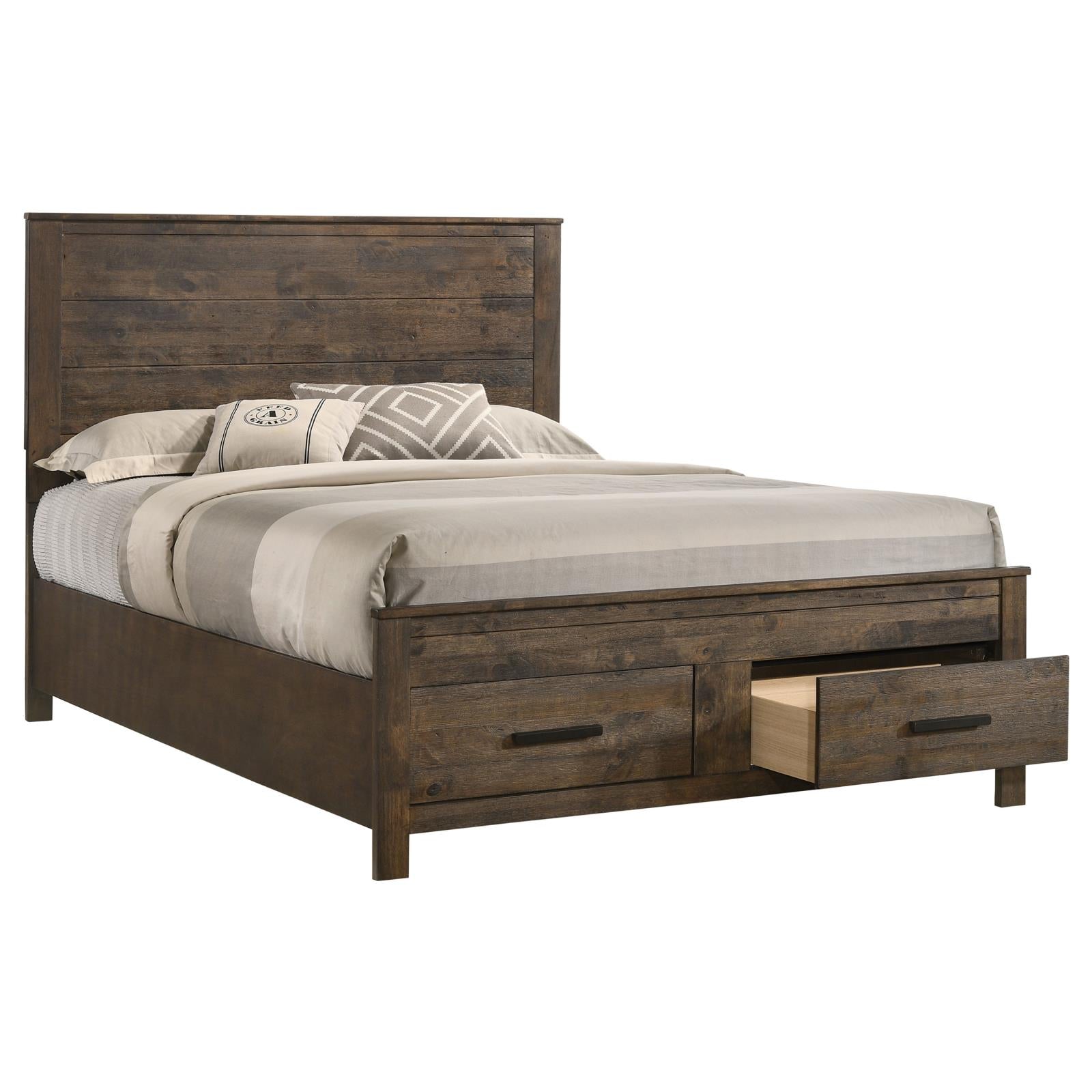 Woodmont Eastern King Storage Bed Rustic Golden Brown - 222631KE - Bien Home Furniture & Electronics