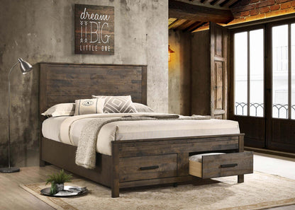 Woodmont Queen Storage Bed Rustic Golden Brown - 222631Q - Bien Home Furniture &amp; Electronics