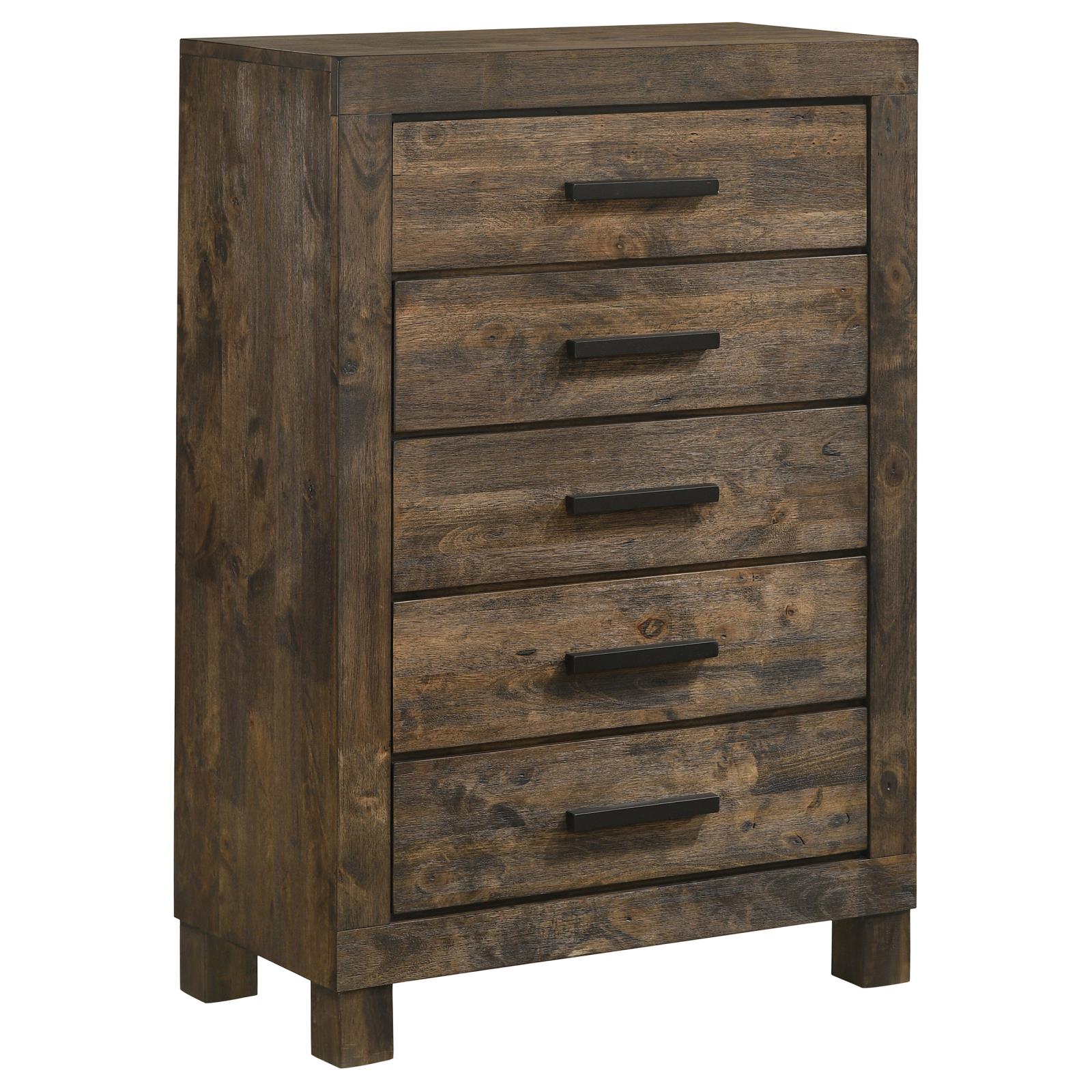 Woodmont Rustic Golden Brown 5-Drawer Chest - 222635 - Bien Home Furniture &amp; Electronics