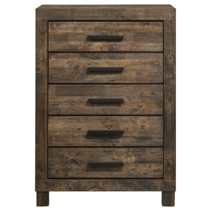 Woodmont Rustic Golden Brown 5-Drawer Chest - 222635 - Bien Home Furniture &amp; Electronics