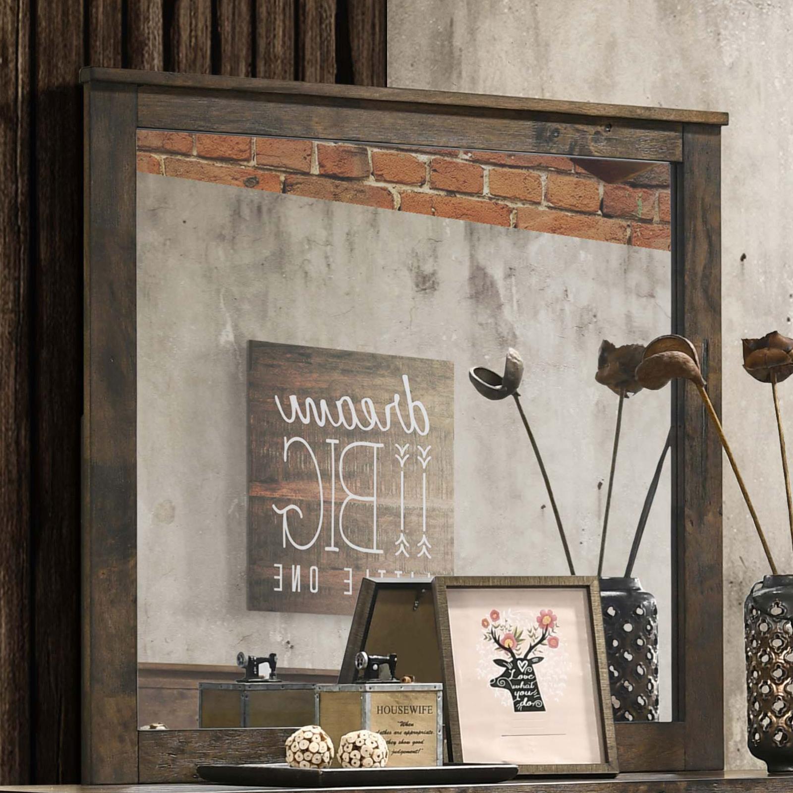 Woodmont Rustic Golden Brown Rectangle Mirror - 222634 - Bien Home Furniture & Electronics