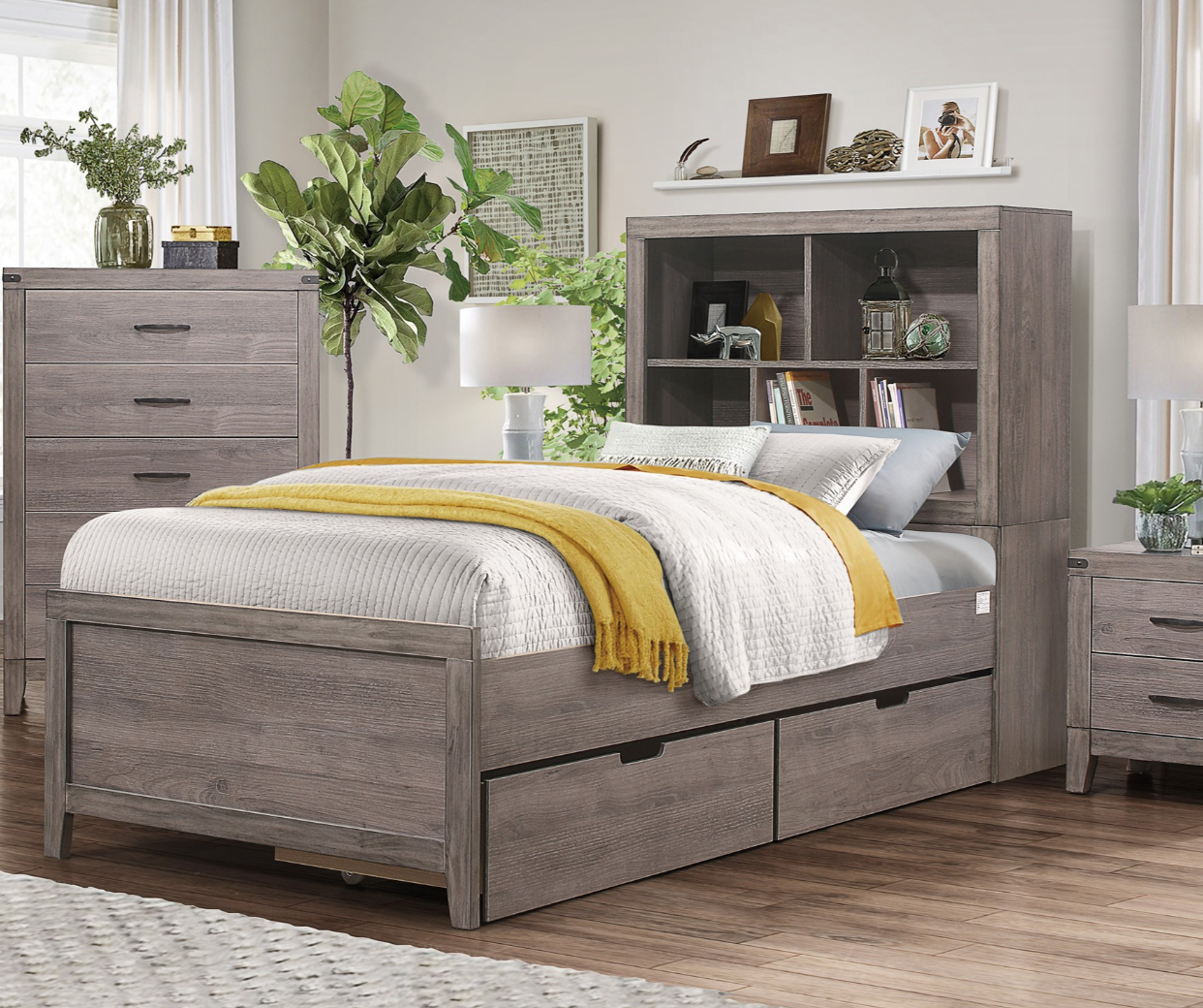 Woodrow Brownish Gray Full Platform Bed with Toy Boxes - 2042NBF-1*T - Bien Home Furniture & Electronics