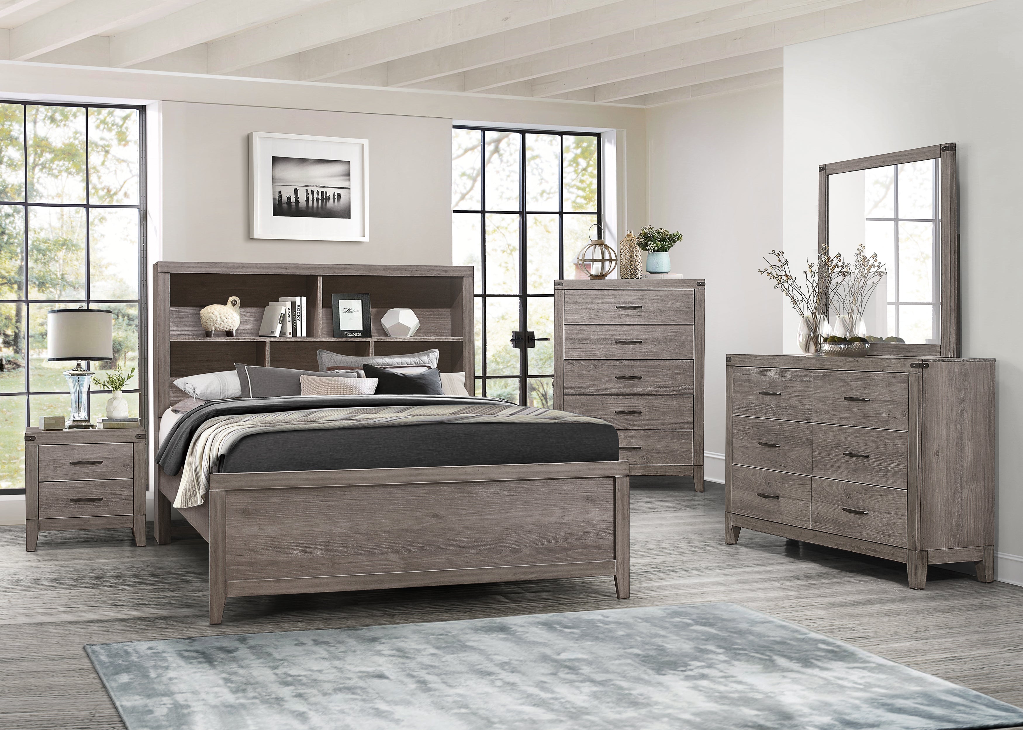 Woodrow Brownish Gray Queen Platform Bed - 2042NB-1* - Bien Home Furniture & Electronics