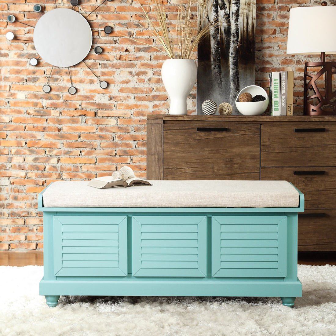 Woody Antique Teal Lift Top Storage Bench - HM4769TL - Bien Home Furniture &amp; Electronics