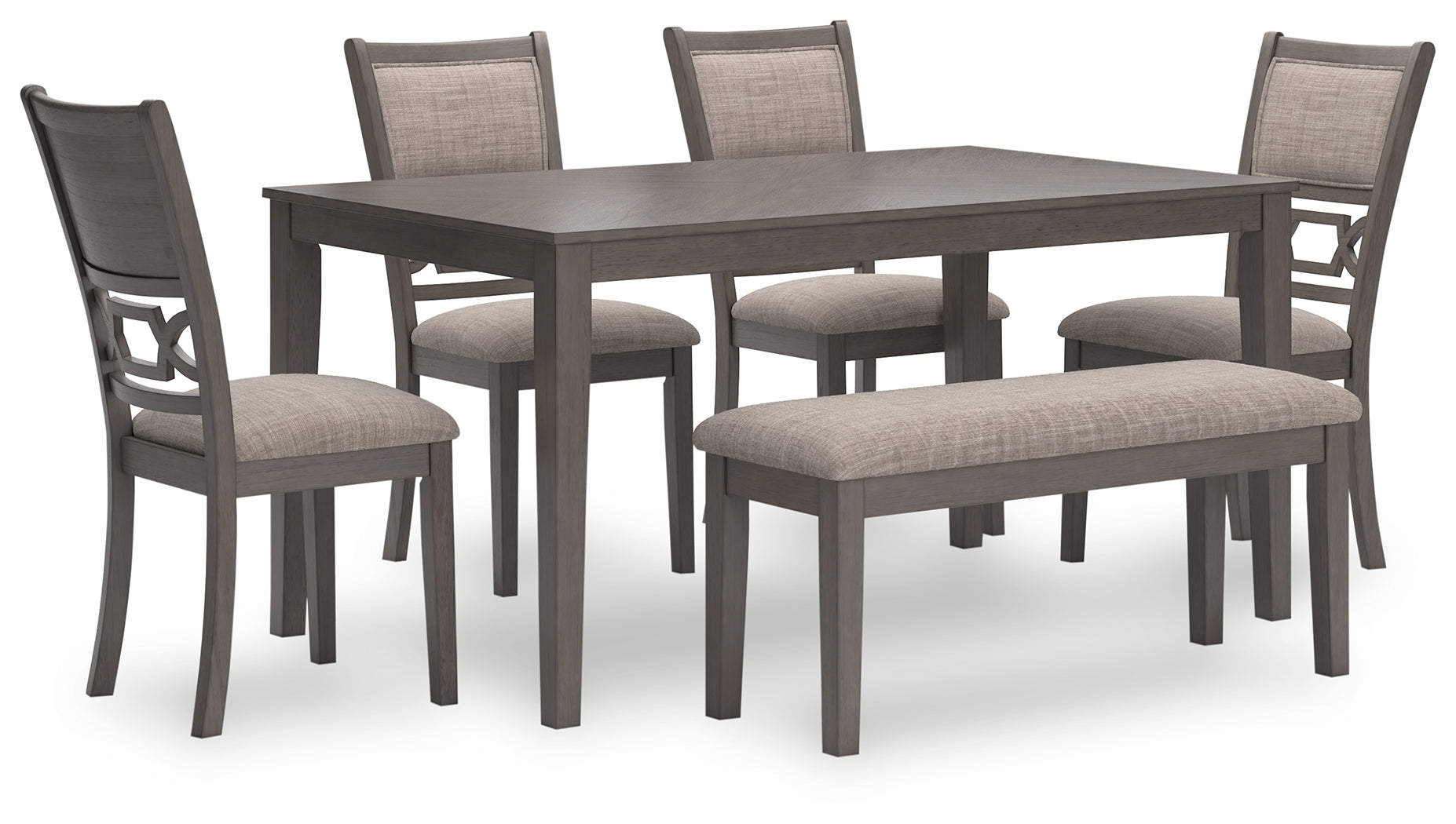 Wrenning Gray Dining Table and 4 Chairs and Bench (Set of 6) - D425-325 - Bien Home Furniture &amp; Electronics