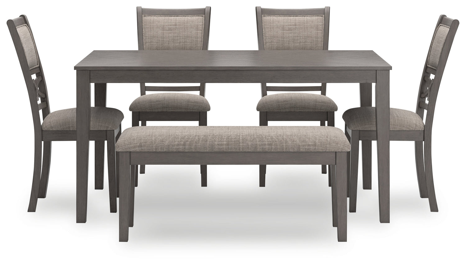 Wrenning Gray Dining Table and 4 Chairs and Bench (Set of 6) - D425-325 - Bien Home Furniture & Electronics