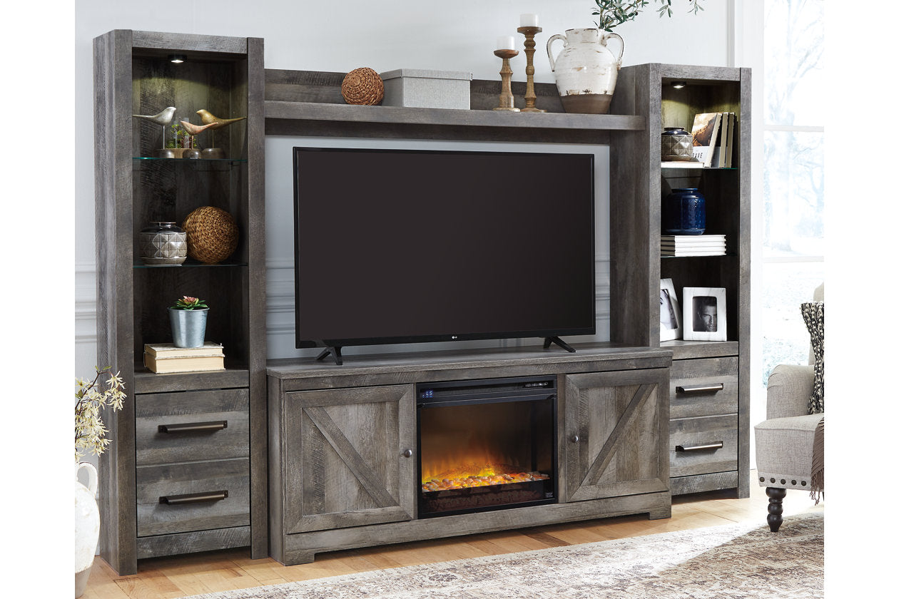 Wynnlow Gray 4-Piece Entertainment Center with Electric Fireplace - SET | W100-02 | W440-24(2) | W440-27 | W440-68 - Bien Home Furniture & Electronics