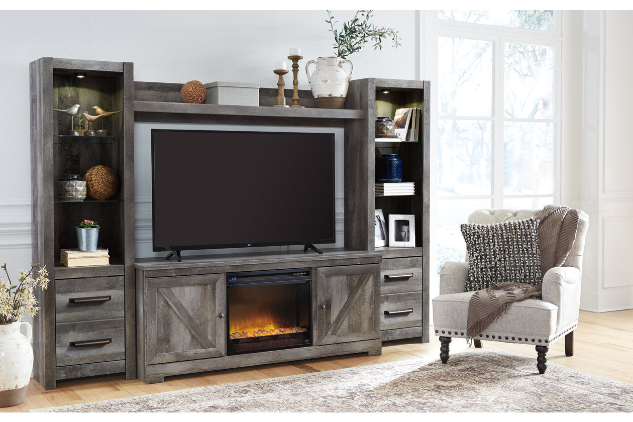 Wynnlow Gray 4-Piece Entertainment Center with Electric Fireplace - SET | W100-02 | W440-24(2) | W440-27 | W440-68 - Bien Home Furniture & Electronics