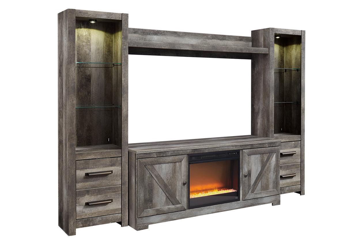 Wynnlow Gray 4-Piece Entertainment Center with Electric Fireplace - SET | W100-02 | W440-24(2) | W440-27 | W440-68 - Bien Home Furniture & Electronics