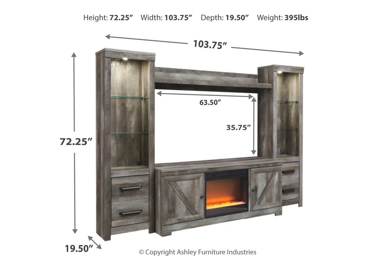 Wynnlow Gray 4-Piece Entertainment Center with Electric Fireplace - SET | W100-02 | W440-24(2) | W440-27 | W440-68 - Bien Home Furniture & Electronics