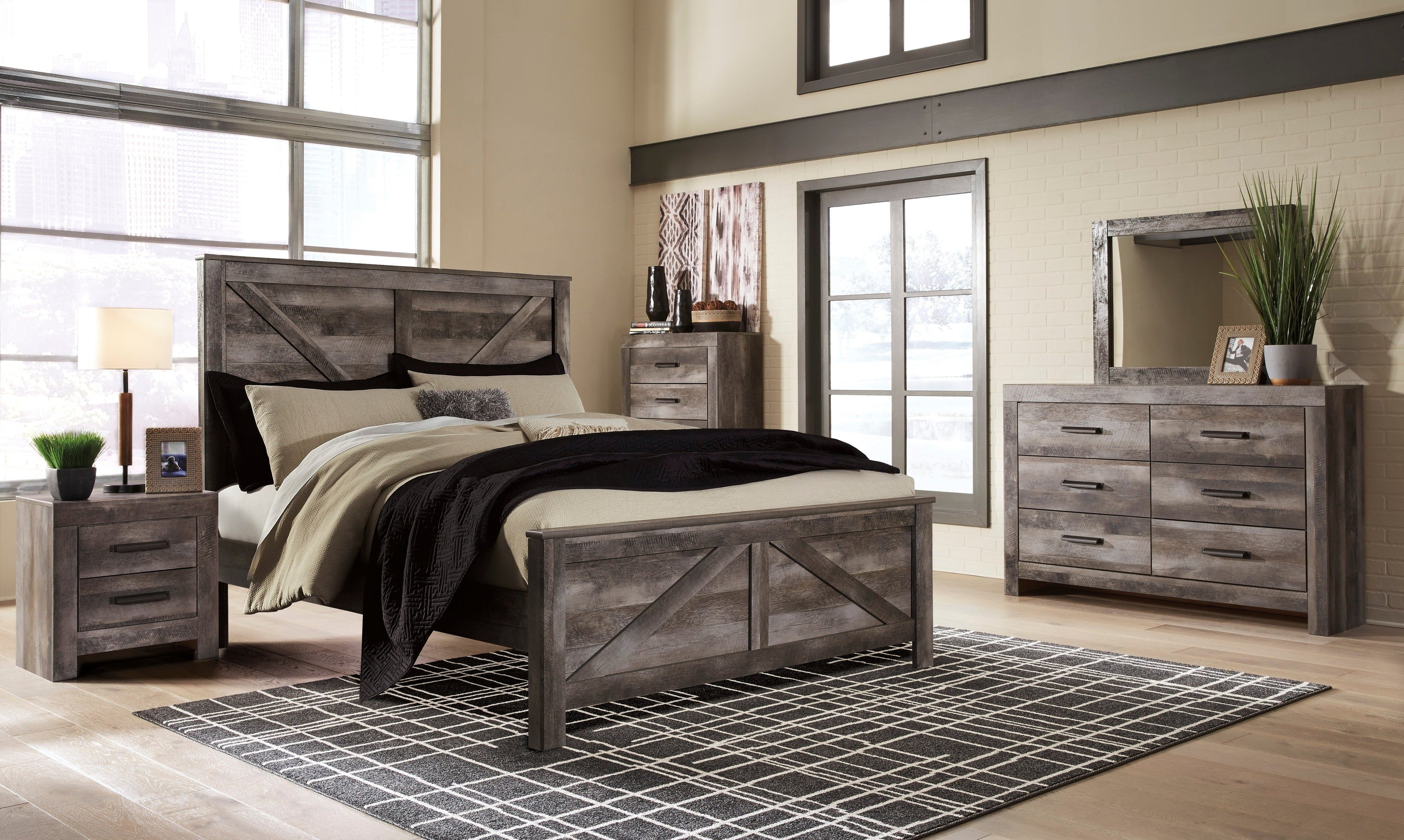 Wynnlow Gray Crossbuck Panel Bedroom Set - SET | B440-56 | B440-58 | B440-99 | B440-31 | B440-92 - Bien Home Furniture & Electronics