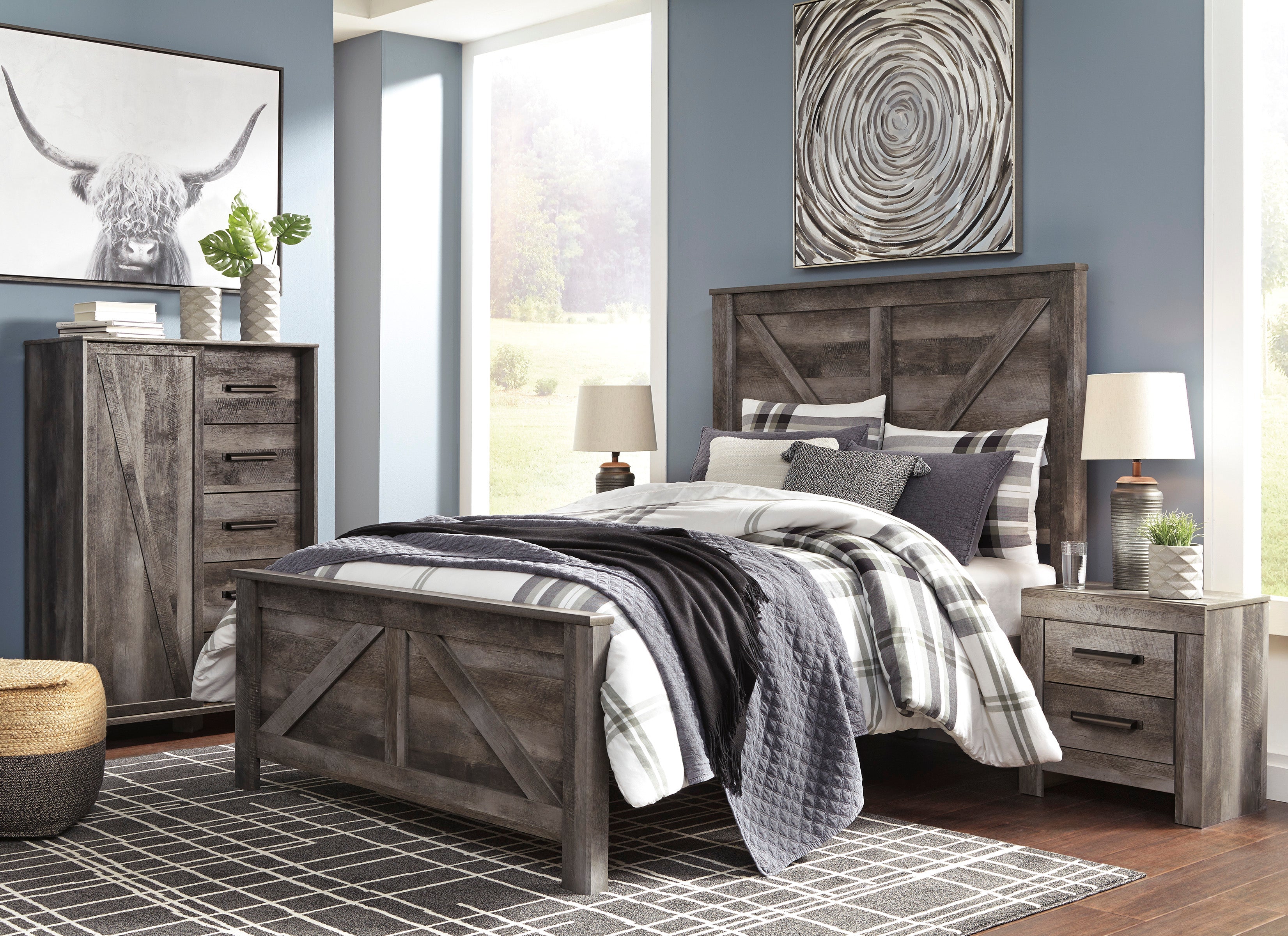 Wynnlow Gray Crossbuck Panel Bedroom Set - SET | B440-56 | B440-58 | B440-99 | B440-31 | B440-92 - Bien Home Furniture & Electronics