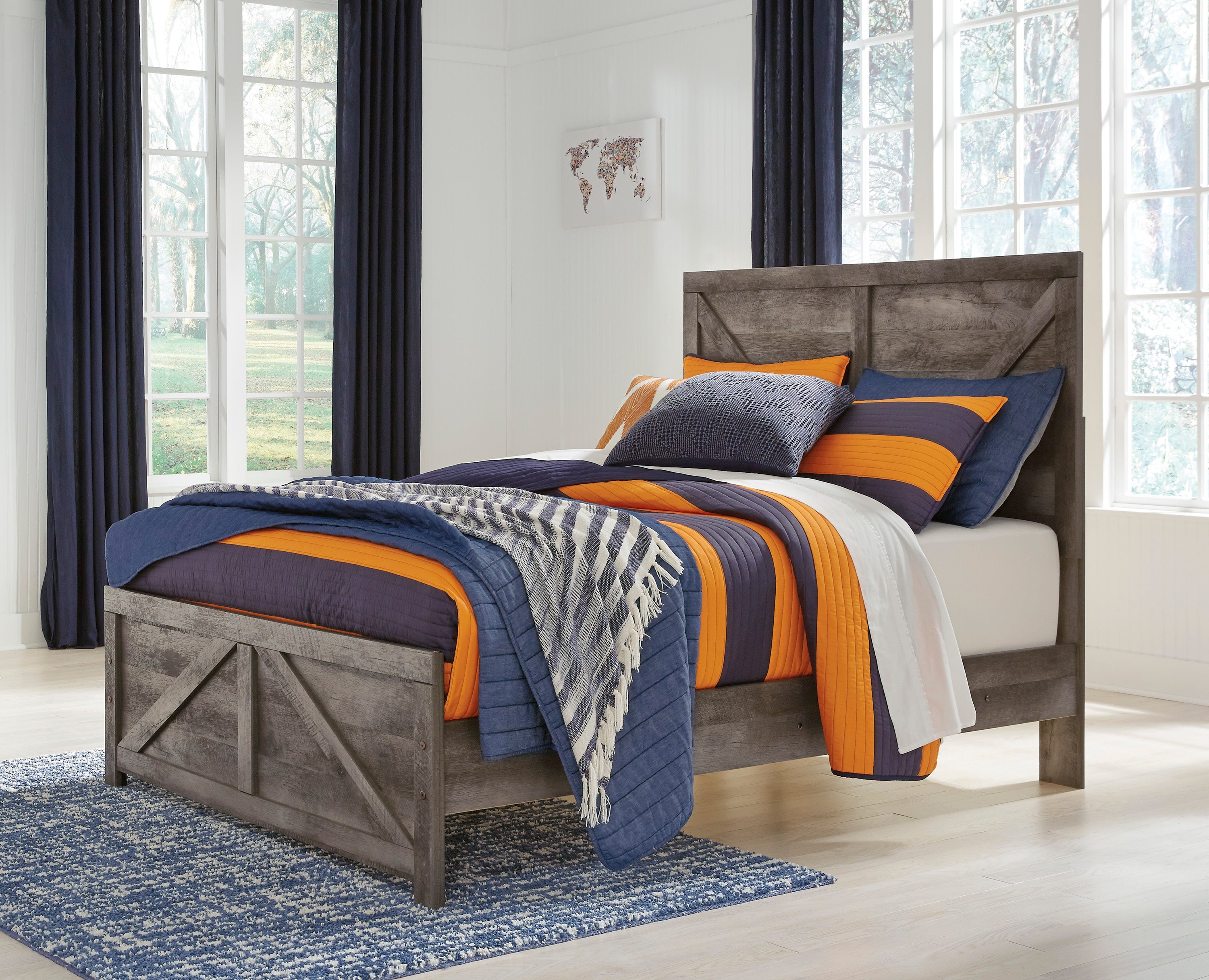 Wynnlow Gray Crossbuck Panel Youth Bedroom Set - SET | B440-55 | B440-86 | B440-31 | B440-36 | B440-92 | B440-46 - Bien Home Furniture & Electronics