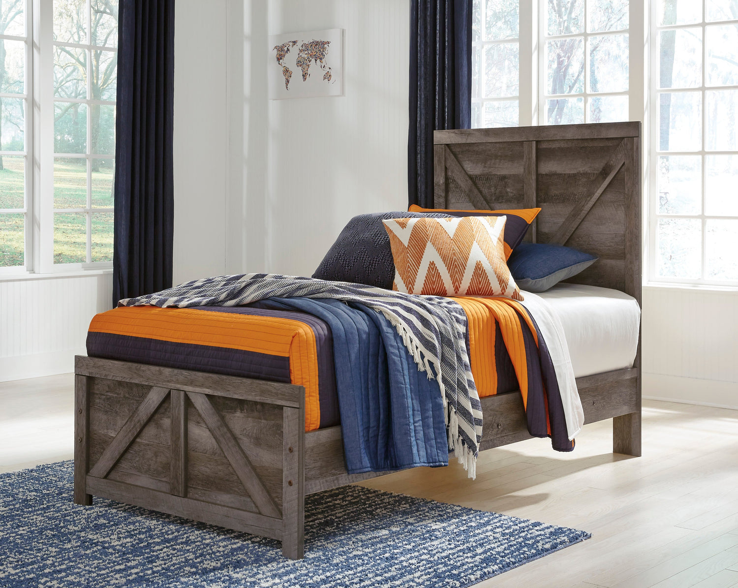 Wynnlow Gray Crossbuck Panel Youth Bedroom Set - SET | B440-55 | B440-86 | B440-31 | B440-36 | B440-92 | B440-46 - Bien Home Furniture & Electronics