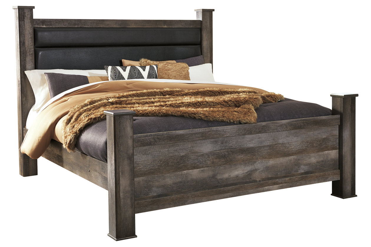 Wynnlow Gray King Upholstered Poster Headboard Panel - B440-68 - Bien Home Furniture & Electronics