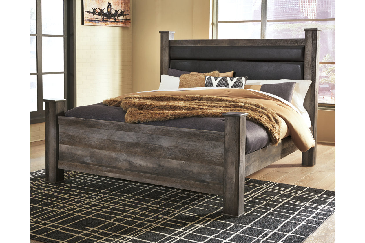 Wynnlow Gray King Upholstered Poster Headboard Panel - B440-68 - Bien Home Furniture & Electronics