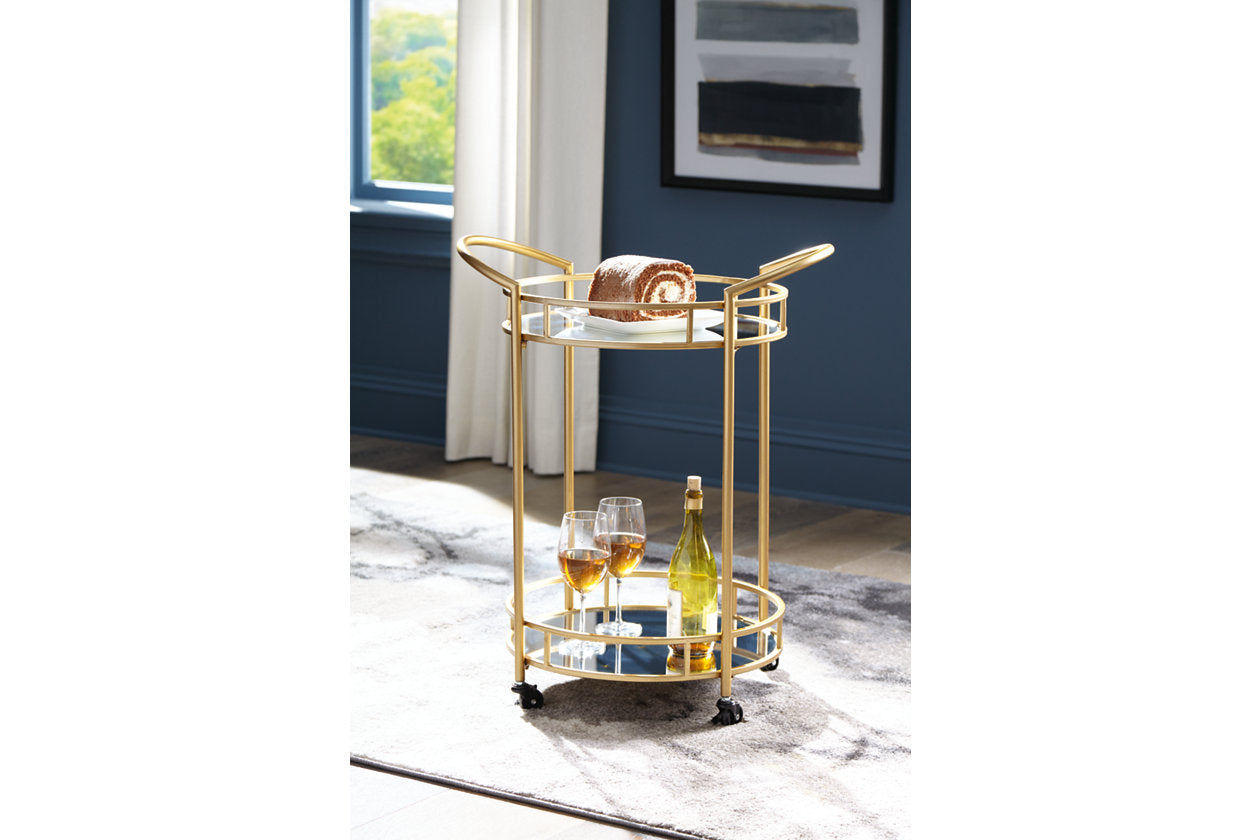 Wynora Gold Bar Cart - A4000099 - Bien Home Furniture & Electronics