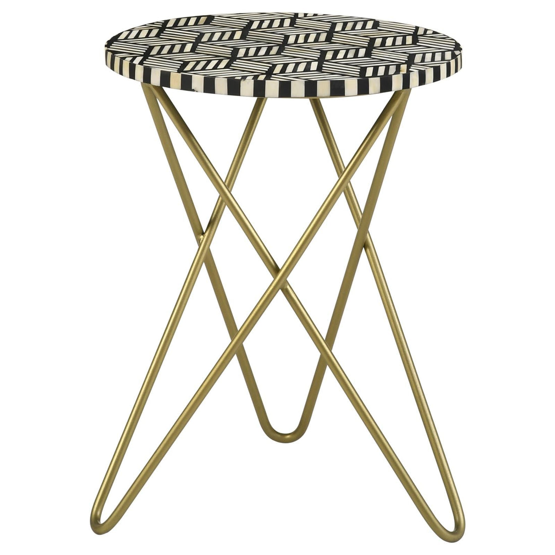 Xenia Black/White Round Accent Table with Hairpin Legs - 935878 - Bien Home Furniture &amp; Electronics
